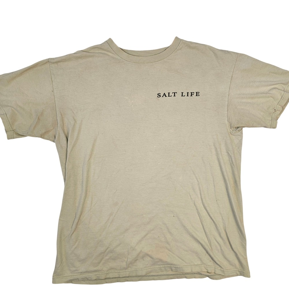 Salt Life Mens Graphic T-Shirt Tan Khaki Born to Fish Camo Size Medium